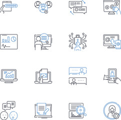 User strategy line icons collection. Engagement, Retention, Acquisition, Segmentation, Conversions, Loyalty, Advocacy vector and linear illustration. Incentives,Personalization,Feedback outline signs