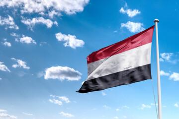 Yemen waving flag, flag in a pole, memorial day, freedom of speech, horizontal flag, rectangular, national, raise a flag, emblem