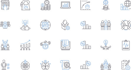 Capital earnings line icons collection. Profits, Revenue, Gains, Returns, Income, Yield, Dividends vector and linear illustration. Assets,Wealth,Portfolio outline signs set