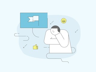 A man planning to be successful in his future, planning his ideology, steps to achieve his goal