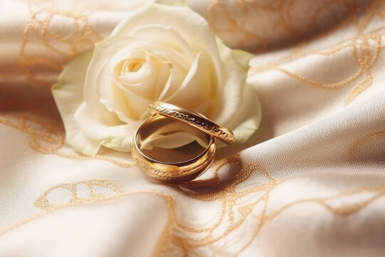 Wedding rings, bridal image, Generative AI