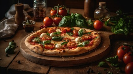Obraz na płótnie Canvas Neapolitan Italian pizza called margherita pizza Generative AI 