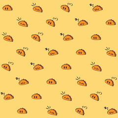 Cute Taco Character Vector Seamless Pattern