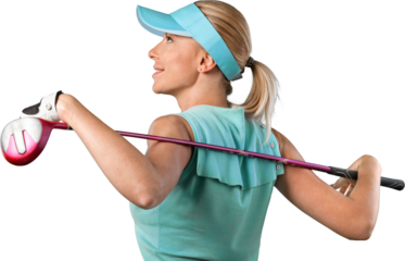 Closeup of a Female Golfer with Club