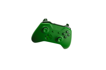 Green gaming controller isolated on white background.