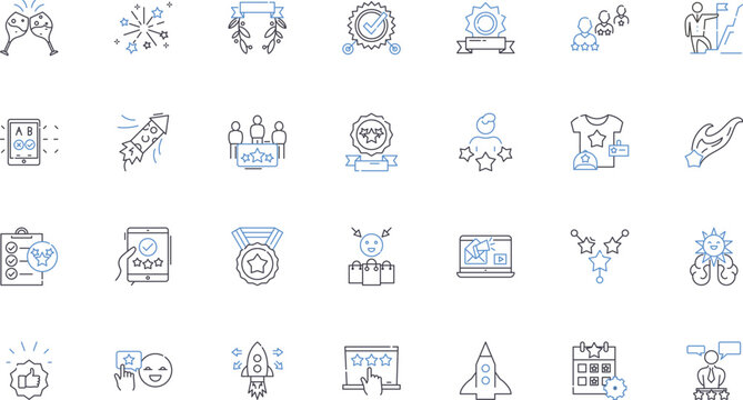 Resourceful masters line icons collection. Innovative, Adaptable, Creative, Resourceful, Skilled, Solution-oriented, Versatile vector and linear illustration. Cunning,Proficient,Enterprising outline