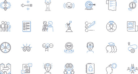 Business Feats line icons collection. Innovation, Growth, Success, Efficiency, Leadership, Vision, Strategy vector and linear illustration. Resilience,Competition,Adaptability outline signs set