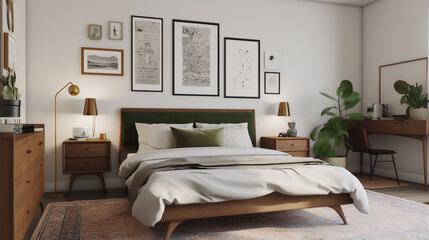 A vintage modern bedroom , generative ai