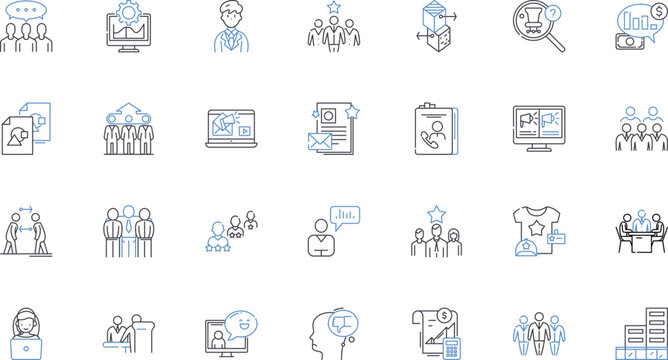 Customer relations line icons collection. Satisfaction, Loyalty, Communication, Trust, Feedback, Experience, Engagement vector and linear illustration. Service,Interaction,Support outline signs set