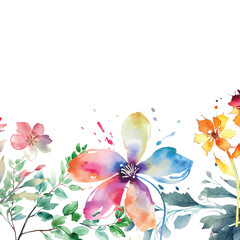 A colorful floral border with flowers and leaves.