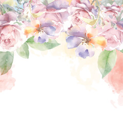 Rose floral watercolor background