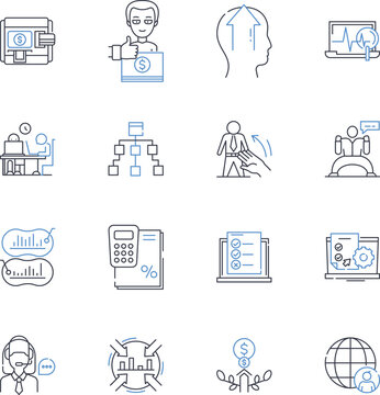 Payment returns line icons collection. Refunds, Reimbursement, Compensation, Reverse, Restitution, Remuneration, Payback vector and linear illustration. Reversal,Redemption,Rebate outline signs set