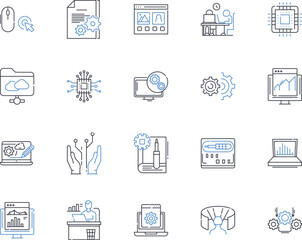 Cyber home line icons collection. Security, Connectivity, Smart, Automation, Nerk, Integration, Innovations vector and linear illustration. Digital,Surveillance,Virtual outline signs set