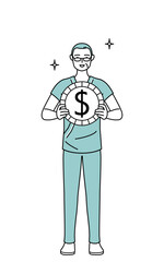 為替差益やドル高のイメージ、中年・シニア男性入院患者