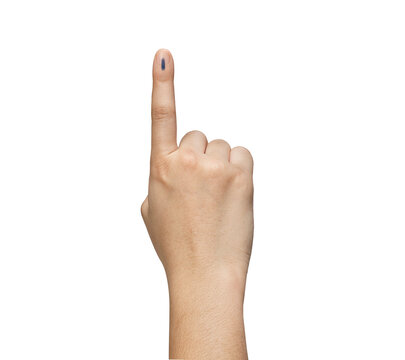 Female Indian Voter Hand with a voting sign or ink pointing vote for India on background with copy space election commission of India.