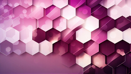 Generative AI, Hexagonal Bloom - Abstract Pink and Purple Background