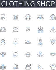 Clothing shop line icons collection. Progress, Advancement, Development, Improvement, Expansion, Strengthening, Evolution vector and linear illustration. Advancement,Flourishing,Growth outline signs