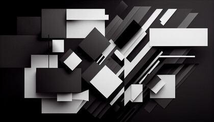 Generative AI, Monochrome Overlap - Abstract Square Background