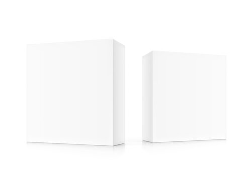 Realistic cardboard boxes mockup set. Vector illustration isolated on white background. Can be use for food, cosmetic, software and etc. Ready for your design. EPS10.	