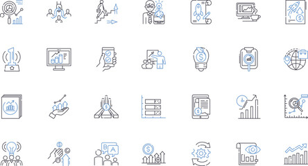 Enhancement line icons collection. Improvement, Enhancement, Advancement, Development, Upgrade, Progress, Amelioration vector and linear illustration. Enrichment,Evolution,Refinement outline signs set