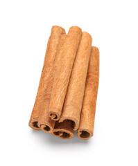 Cinnamon sticks on white background