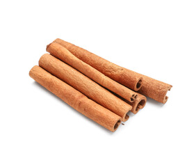 Cinnamon sticks on white background