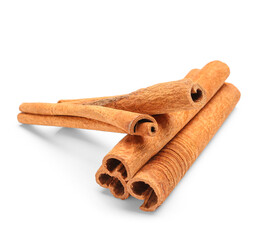 Cinnamon sticks on white background