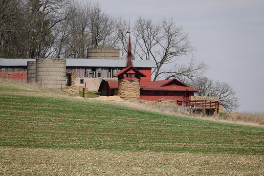 1937 Taliesin of Frank Lloyd Wright estate buildings historical site in Wisconsin.