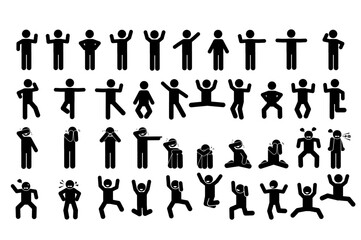 40 stick figure set, pictogram, stickman.
