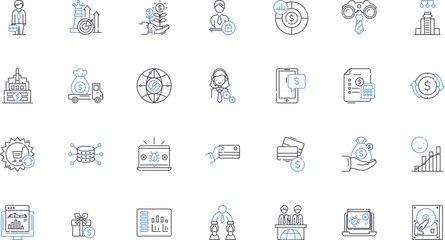 Joint venture line icons collection. Partnership, Collaboration, Alliance, Synergy, Merger, Cooperation, Integration vector and linear illustration. Shared,Joint,Mutual outline signs set