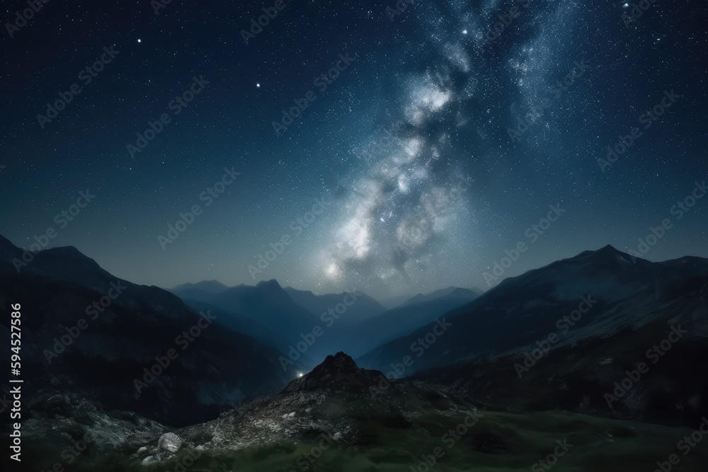 Wall mural astronaut, surrounded by starry sky and floating in space, created with generative ai