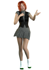 Fototapeta premium 3D Fairy girl in green pleated dress