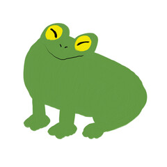 春の訪れを喜ぶカエル(にっこり笑顔)