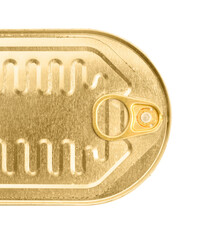 Tin can with fish isolated on white background