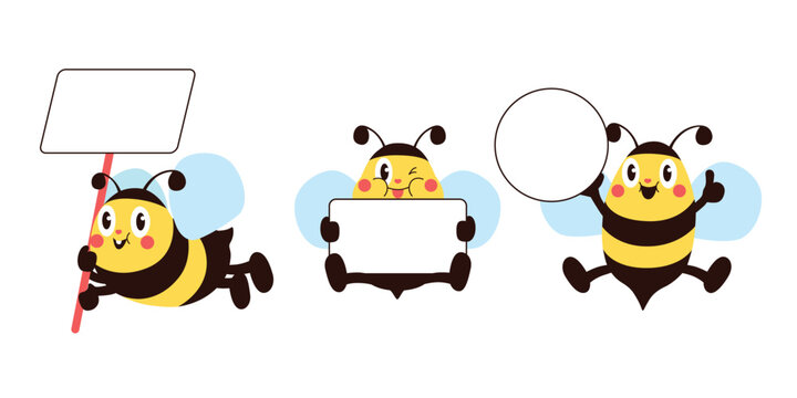 cute bee characters graphics vector design illustration about nature for background banners set of stickers