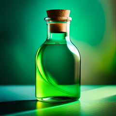 Photo ai generated photo of magical potion of green colored liquid in bottle