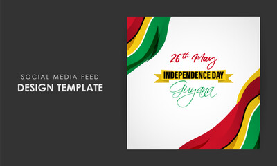 Vector illustration of Guyana Independence Day social media story feed mockup template