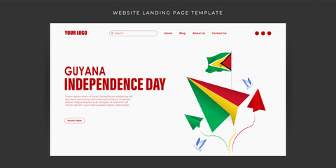 Vector illustration of Guyana Independence Day Website landing page banner mockup Template
