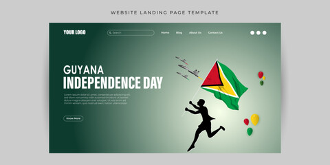 Vector illustration of Guyana Independence Day Website landing page banner mockup Template