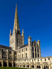 Fototapeta na wymiar view of the Norwich Cathedral. Selective focus