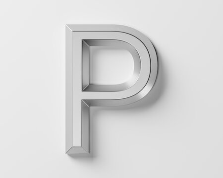 Letters made of metal. 3d illustration of iron alphabet isolated on white background