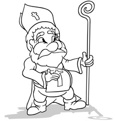 Drawing of a Standing Nicholas with a Bishop's Stick in his Hand