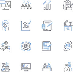 Evaluation line icons collection. Analysis, Assessment, Appraisal, Audit, Rating, Review, Rating vector and linear illustration. Scoring,Validation,Verification outline signs set