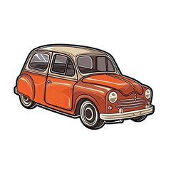 Fototapeta na wymiar Car In Cartoon Style Stiker On White Background On Isolated Transparent Background, Png, Logo. Generative AI