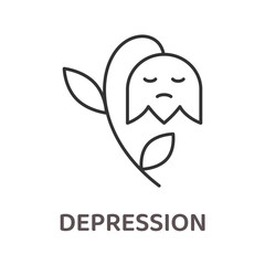 Depression icon. Symbol of sadness, loneliness, despair. Vector illustration. Editable stroke.
