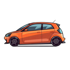 Fototapeta na wymiar Hatchback In Cartoon Style Stiker On White Background On Isolated Transparent Background, Png, Logo. Generative AI