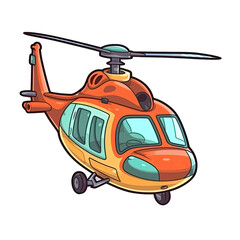 Helicopter In Cartoon Style Stiker On White Background On Isolated Transparent Background, Png, Logo. Generative AI