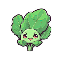 Spinach In Cartoon Style Stiker On White Background On Isolated Transparent Background, Png, Logo. Generative AI