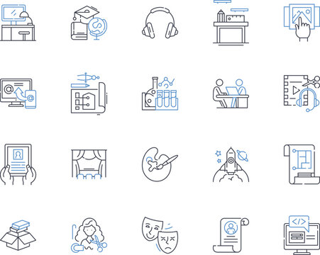 Temp work line icons collection. Flexibility, Variability, Diversity, Adaptability, Short-term, Transitional, Supplemental vector and linear illustration. Temporary,Interim,Part-time outline signs set