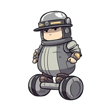Segway In Cartoon Style Stiker On White Background On Isolated Transparent Background, Png, Logo. Generative AI